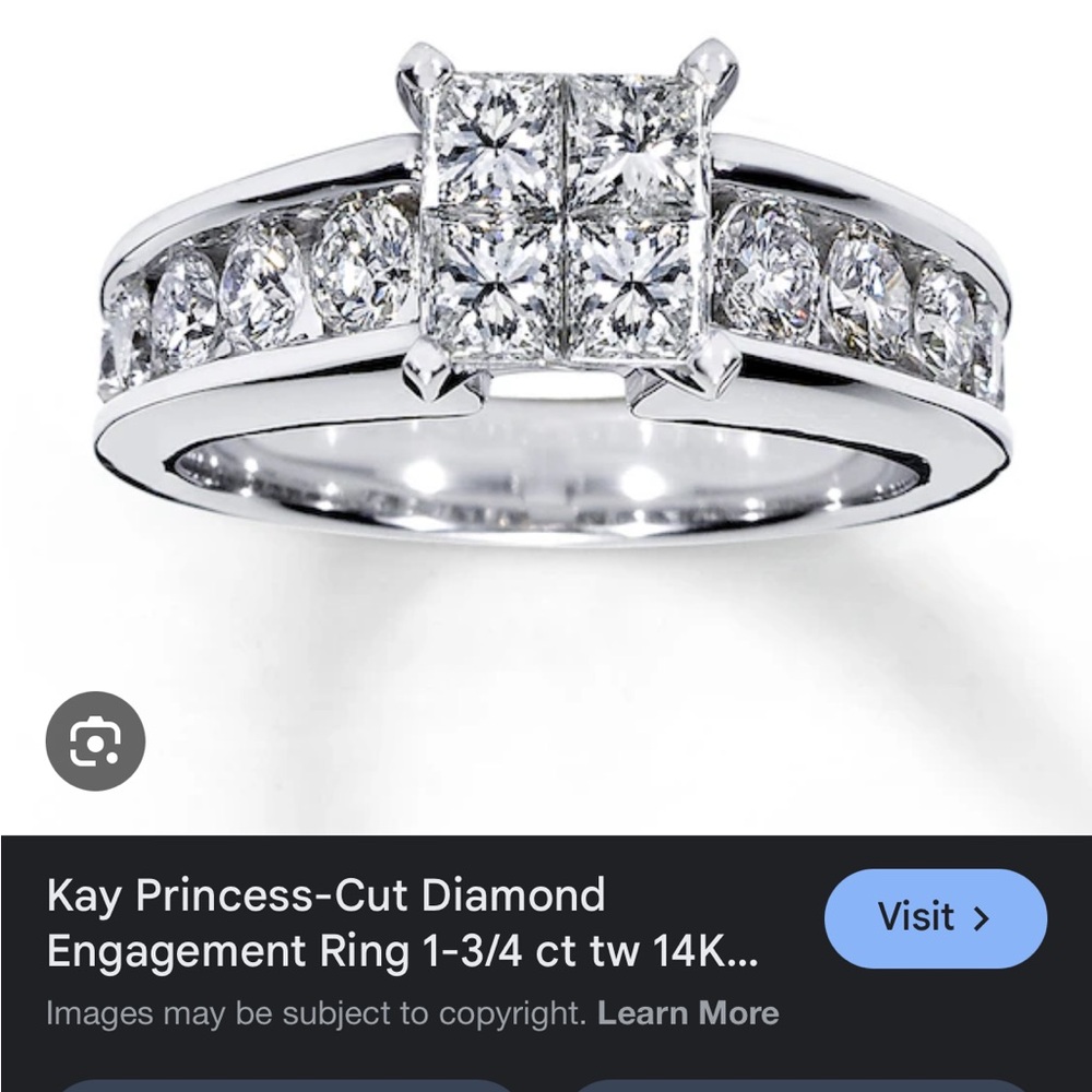 Quad 1 3/4 14kWG Kay Jewelers sz6 engagement ring EUC